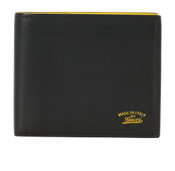 Gucci Fold Wallet, Leather, Black/Yellow, 778, B, 2*